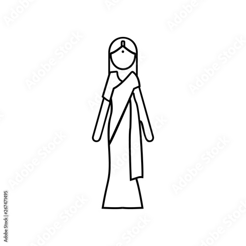 a girl in a sari icon. Element of India for mobile concept and web apps icon. Outline, thin line icon for website design and development, app development