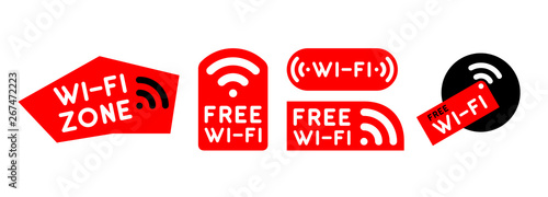Free wi-fi zone icon set. Vector signs.