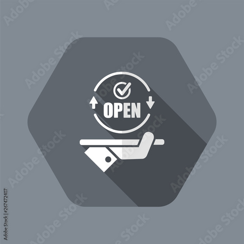 Full time agency services - Check open - Vector web icon photo