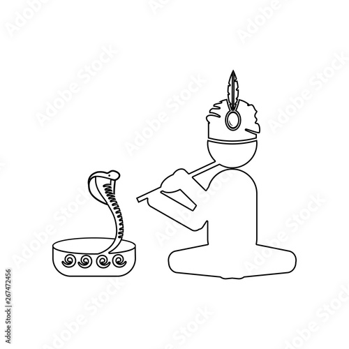 snake charmer icon. Element of India for mobile concept and web apps icon. Outline, thin line icon for website design and development, app development