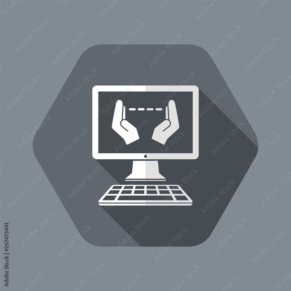 Hand gesturing for computer measures - Vector flat icon Hand gesturing for computer measures - Vector flat icon