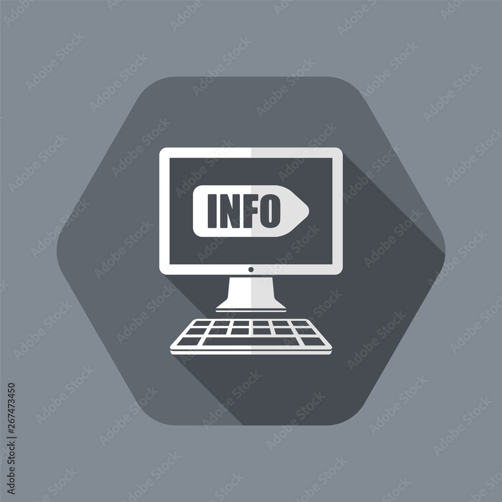 Info signboard on computer website - Vector flat icon Info signboard on computer website - Vector flat icon