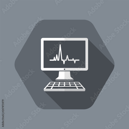 EKG on computer screen - Vector flat icon