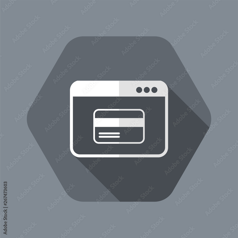 Online shop button - Credit card - Vector flat icon Online shop button - Credit card - Vector flat icon