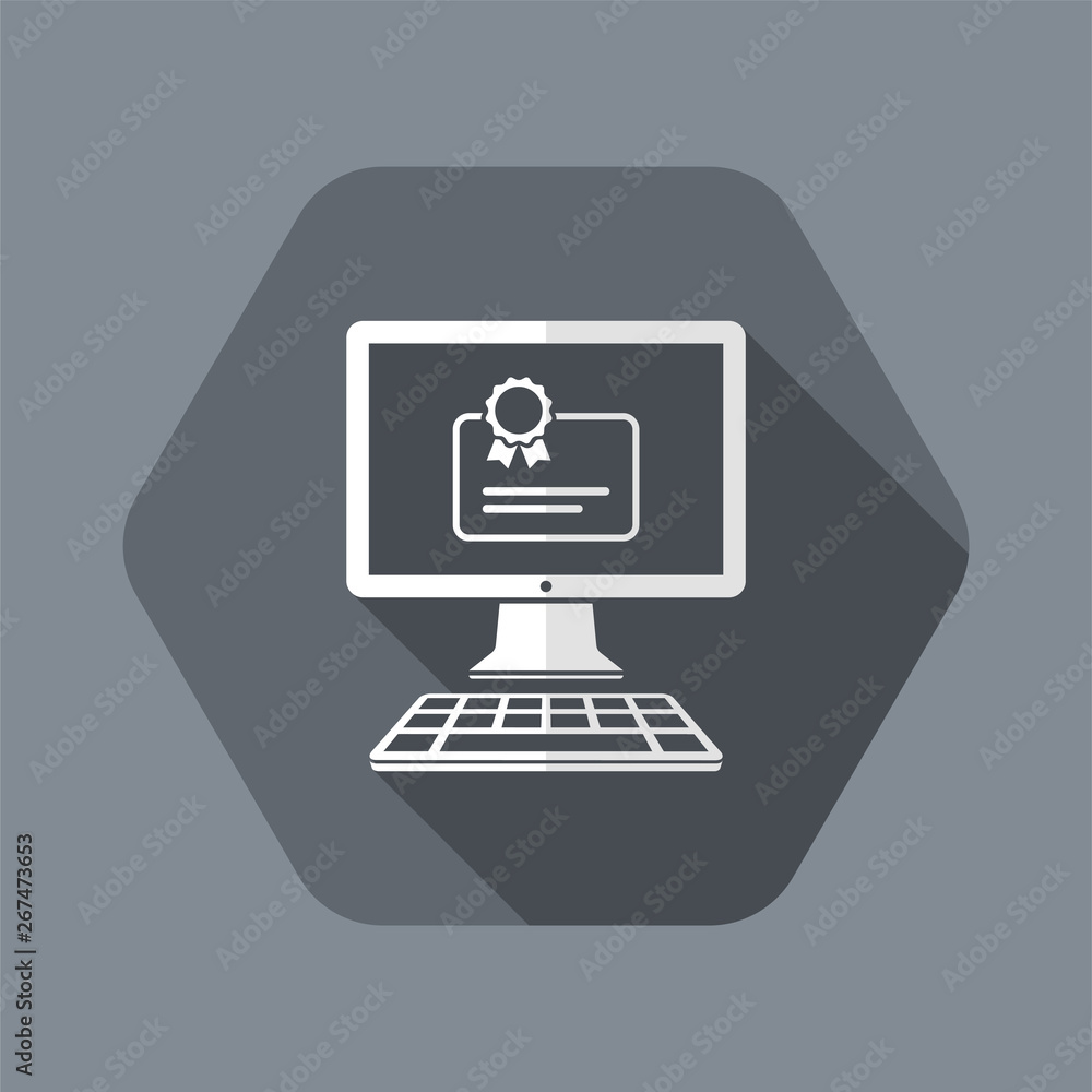 Computer web certificate - Vector flat icon Computer web certificate - Vector flat icon