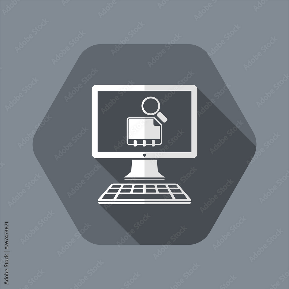 Find contact on computer - Vector flat icon Find contact on computer - Vector flat icon