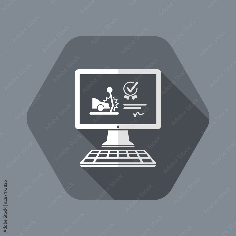 Online insurance assistance for car crash - Vector flat icon Online insurance assistance for car crash - Vector flat icon