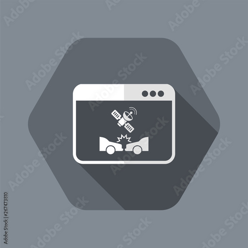 Car crash - Satellitar system for security - Vector flat icon