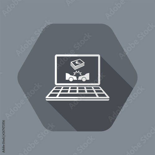 Online insurance payout for car crash - Vector flat icon