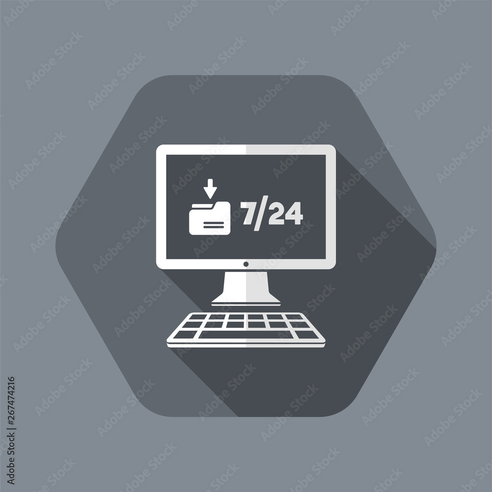 Download service 7/24 - Vector flat icon Download service 7/24 - Vector flat icon