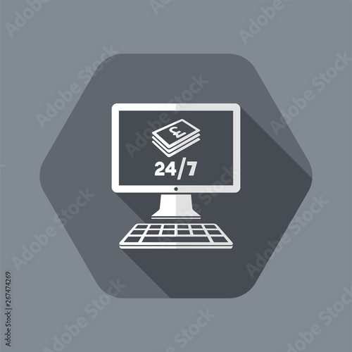 Online banking service 24/7 - Sterling - Vector flat icon