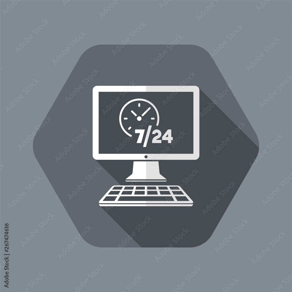 Web services 7/24 fulltime - Vector flat icon Web services 7/24 fulltime - Vector flat icon