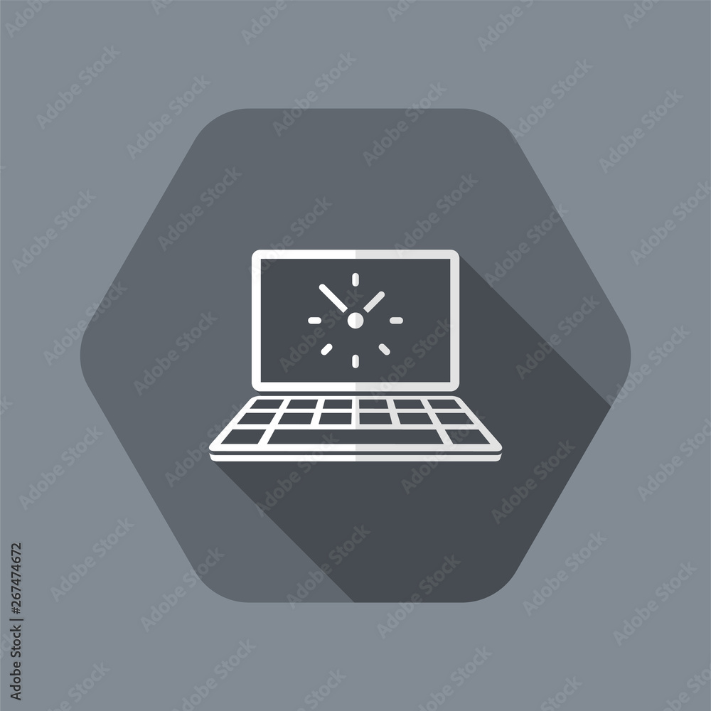 Computer clock - Vector flat icon Computer clock - Vector flat icon