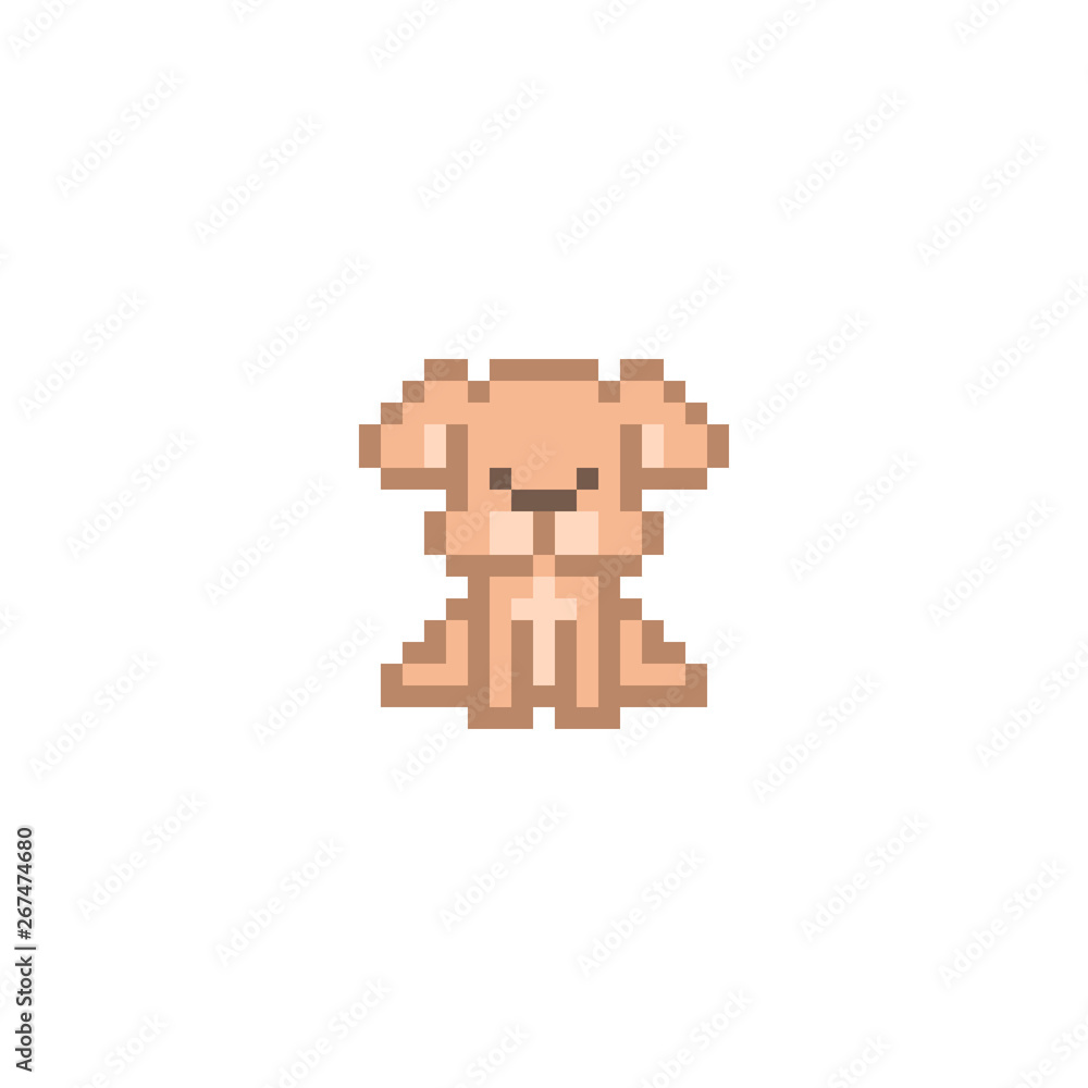 Pixel art dog character isolated on white background. Domesitc ...