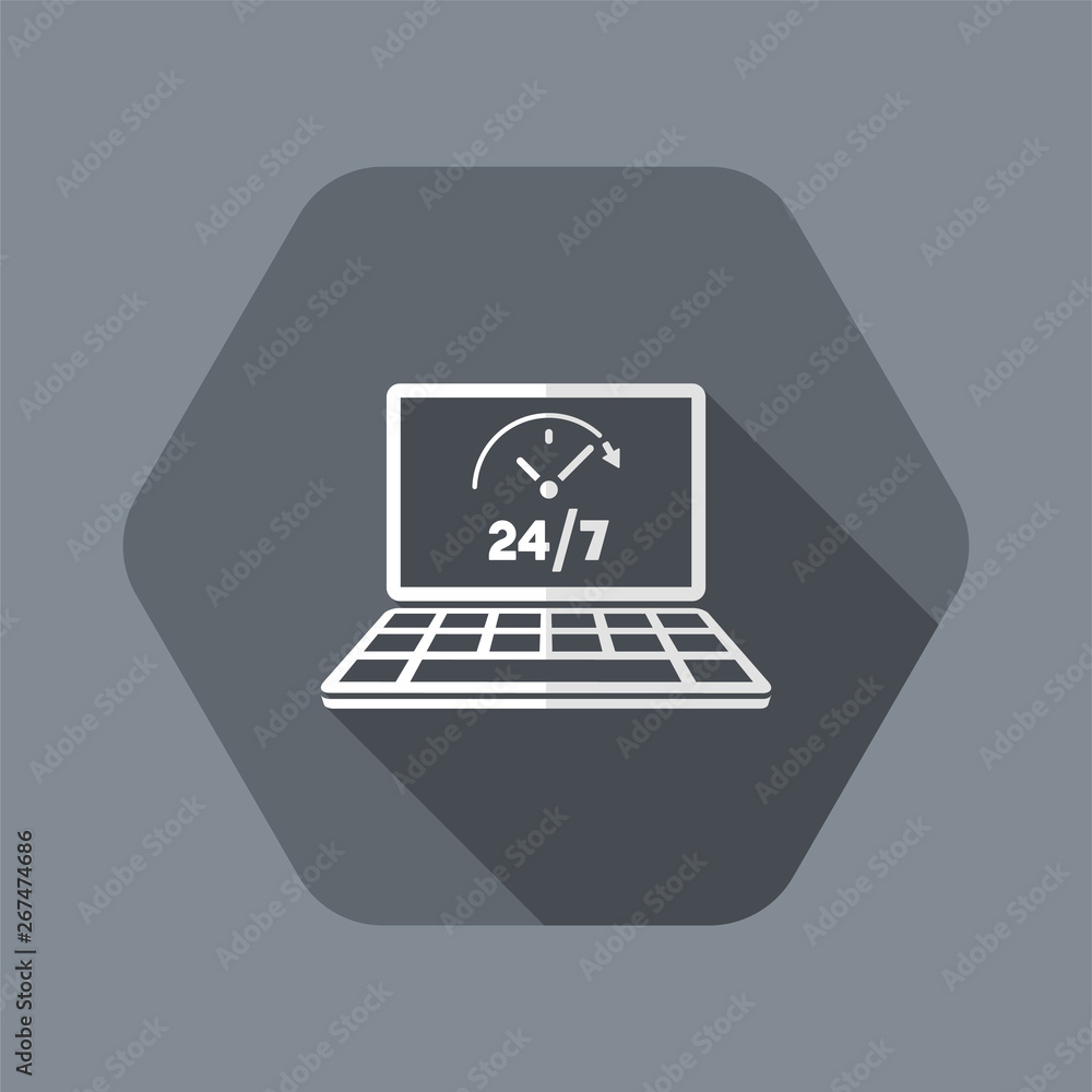 24/7 ful time web services - Vector flat icon 24/7 ful time web services - Vector flat icon