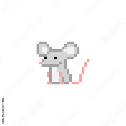 Pixel art cat isolated on white background. Domesitc animal icon. Cute 8  bit logo. Retro vintage 80s; 90s slot machine/video game graphics. Friendly  pet mascot. Adorable red kitten emblem. Stock Vector