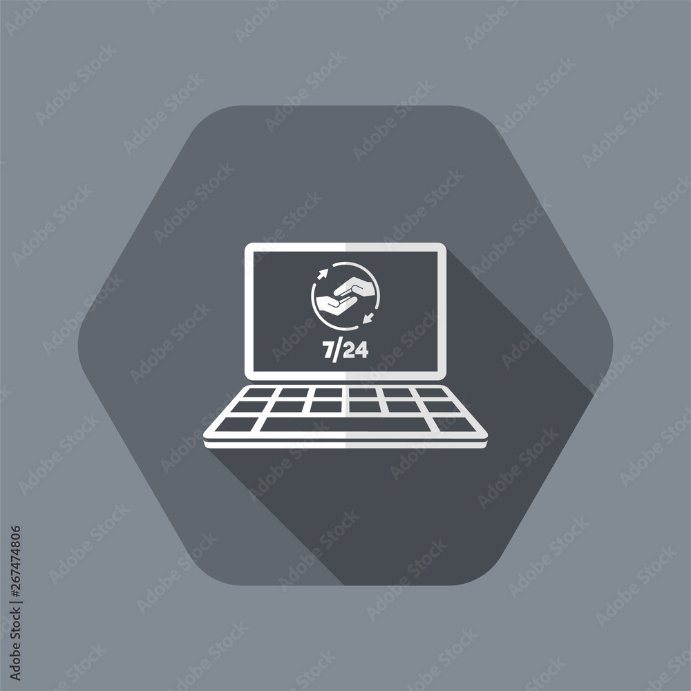 7/24 computer full assistance - Vector flat icon 7/24 computer full assistance - Vector flat icon