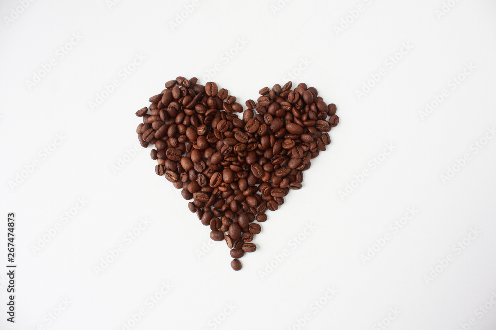 heart made of coffee beans isolated on white heart made of coffee beans isolated on white