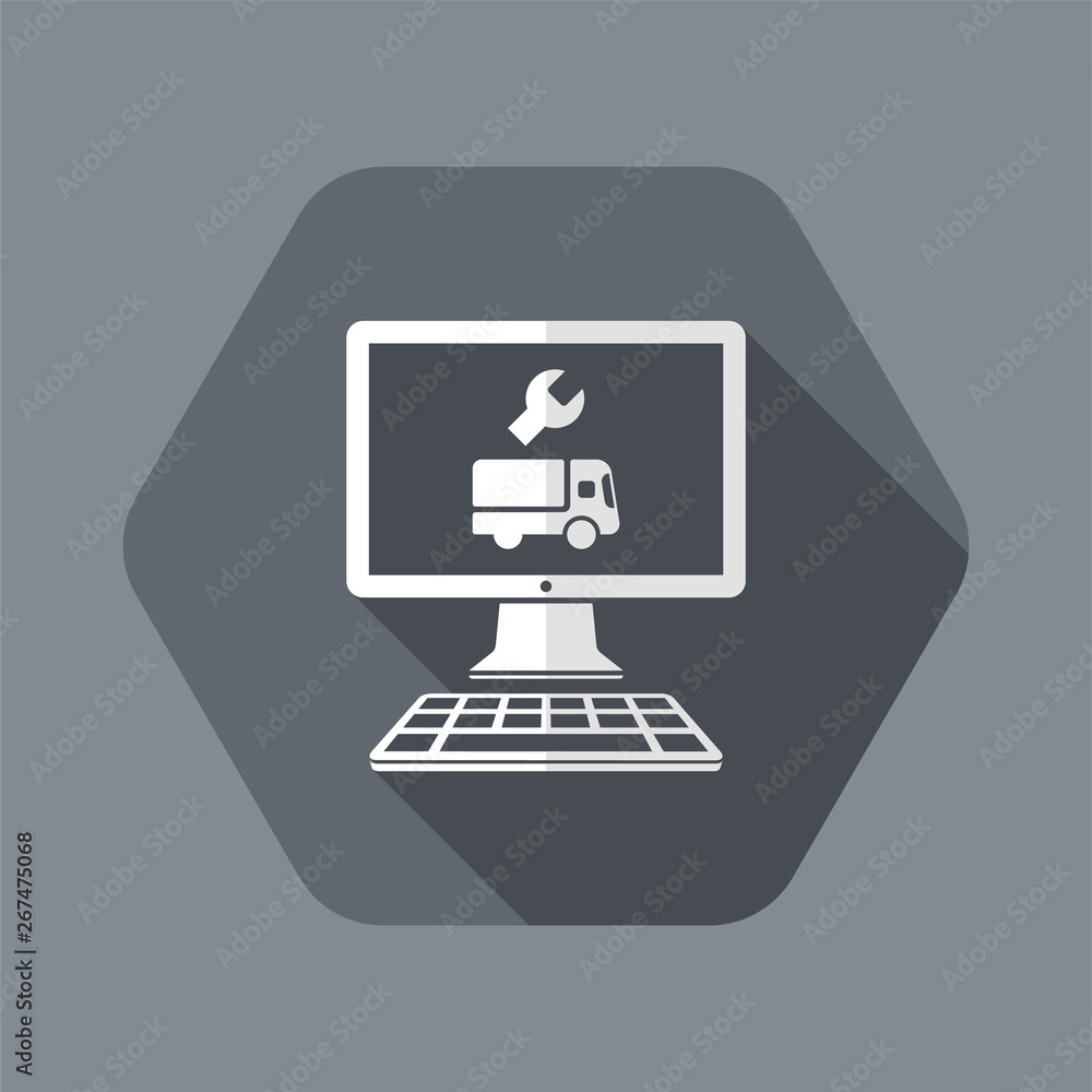 Online truck assistance - Vector flat icon Online truck assistance - Vector flat icon