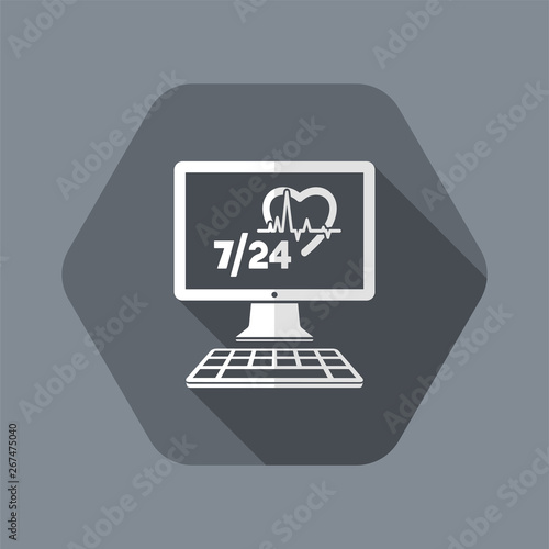 Online medical assistance 7/24 - Vector flat icon
