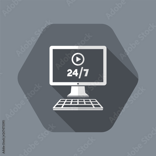 Multimedia service online 24/7 - Vector flat icon