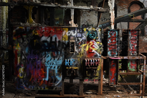 Abandoned building with graffiti 