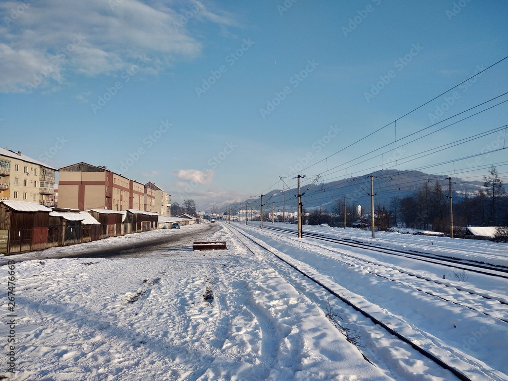 Temporada de invierno ciudad de Nasaud, Rumania, Transilvania.