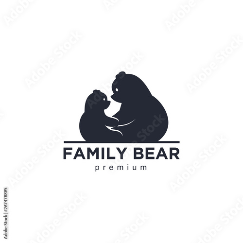 bear logo, mother and baby bear logo, cute bears logo
