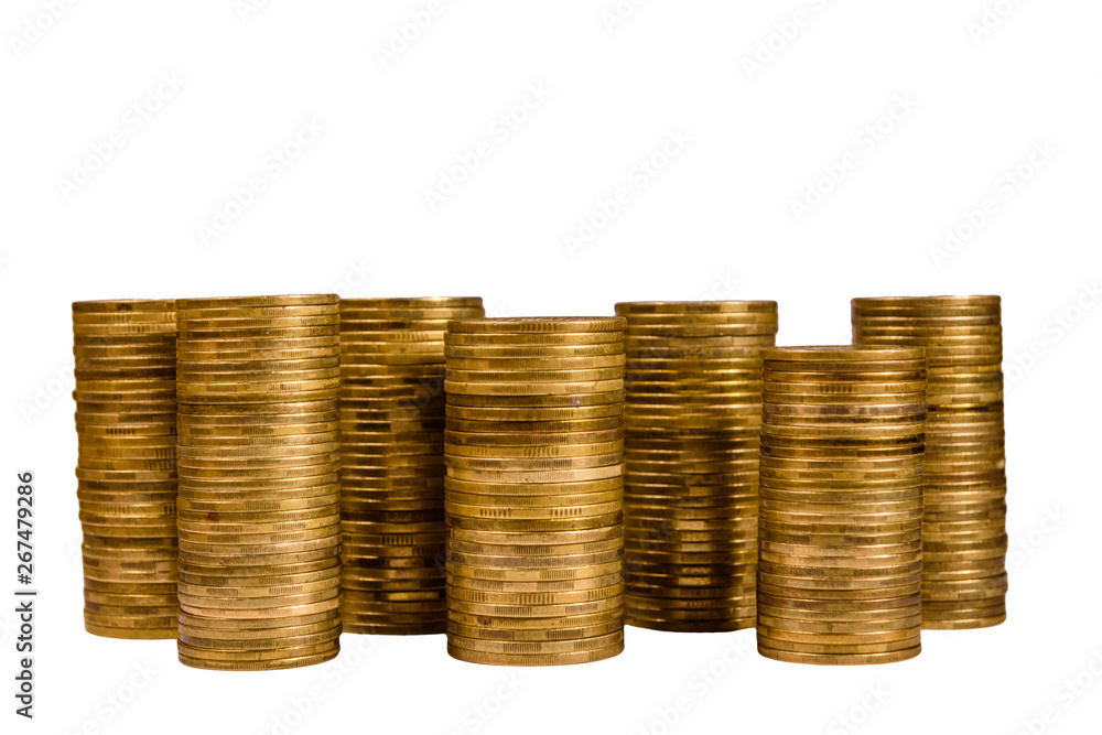 Stacks of the coins isolated on a white background Stacks of the coins isolated on a white background