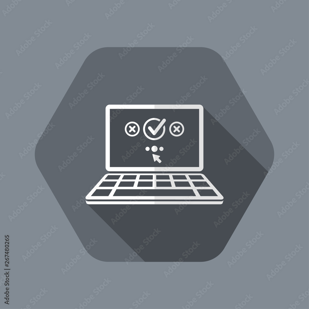 Marking the choice on computer laptop Marking the choice on computer laptop