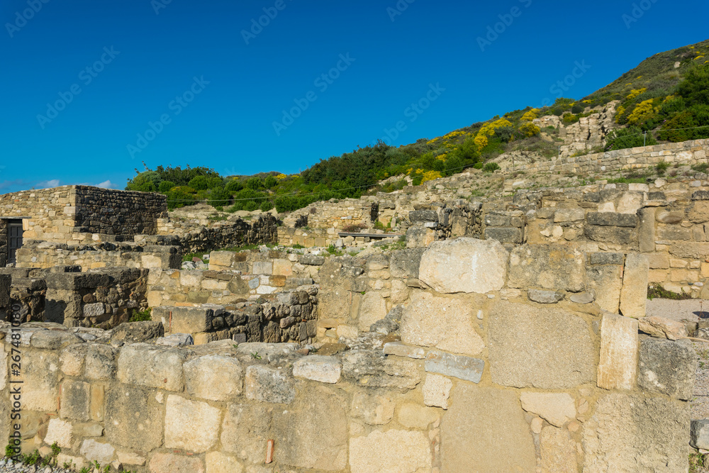Ruins of the ancient Acropolis of Kamiros on Rhodes.
