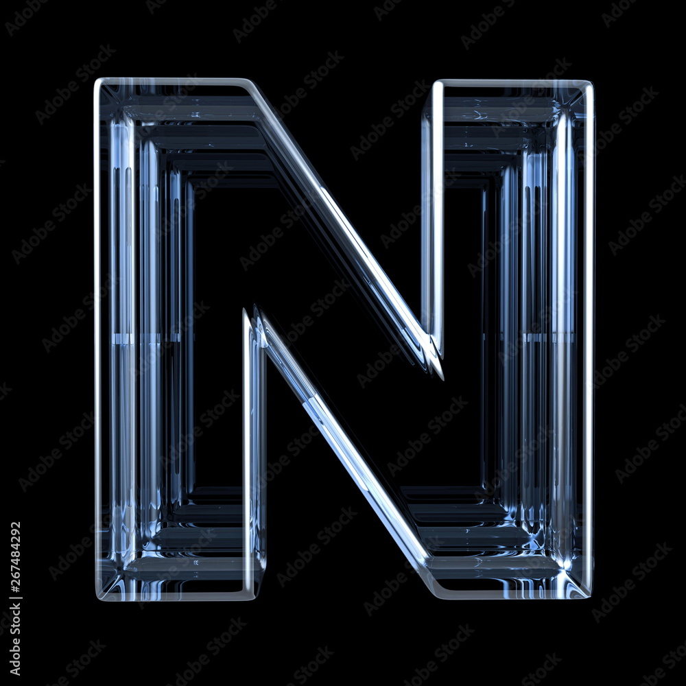 Transparent x-ray letter N. 3D - obrazy, fototapety, plakaty 