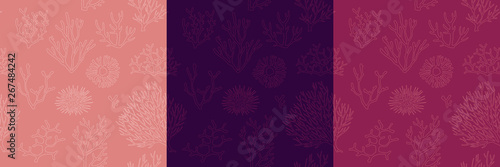 Coral reef seamless patterns set