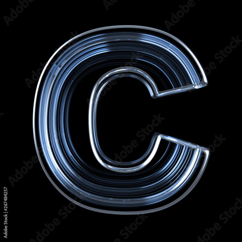 Transparent x-ray letter C. 3D