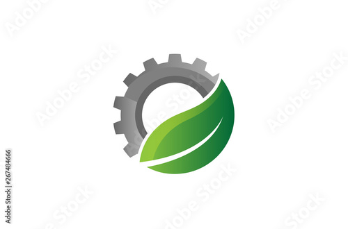 Creative Gear Leaf Agricultural technology Logo Design Illustration