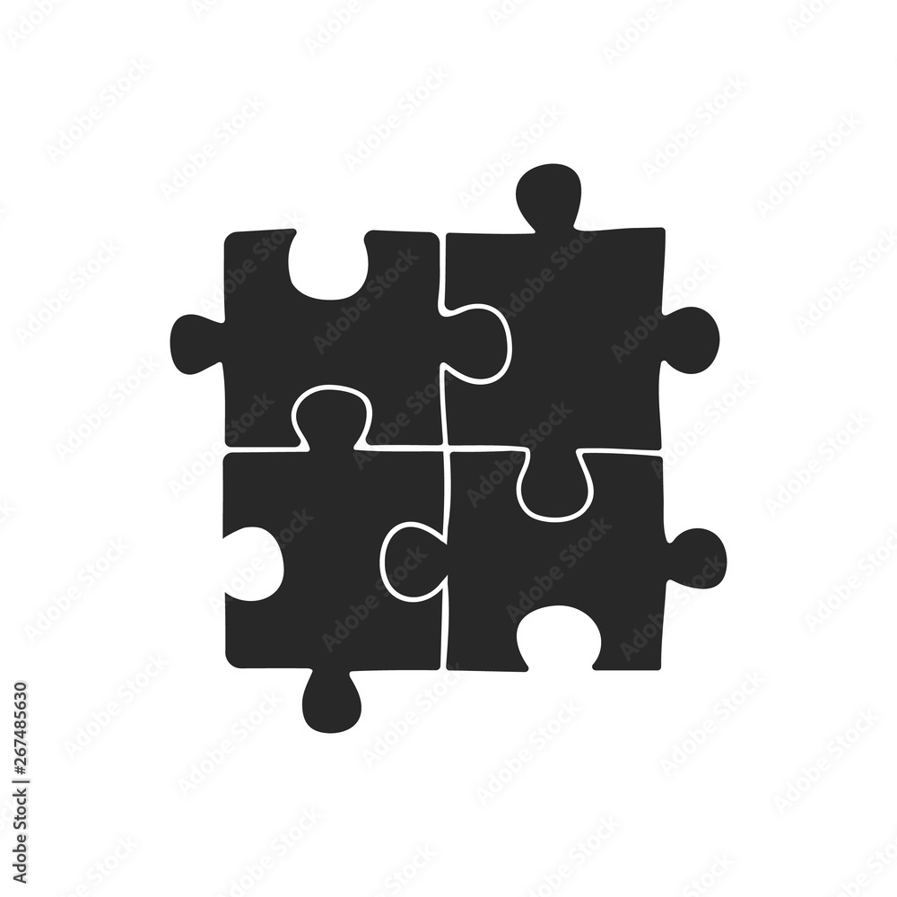 Fototapeta premium Puzzle icon vector, filled flat sign, solid pictogram isolated on white.