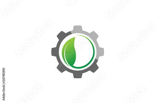 Creative Gear Leaf Agricultural technology Logo Design Illustration