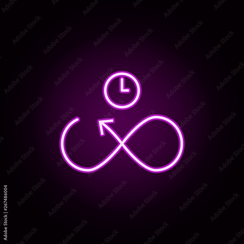 Naklejka infinity time neon icon. Elements of arrow and object set. Simple icon for websites, web design, mobile app, info graphics
