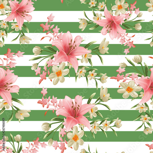 beautiful flower branches with leaf seamless pattern 