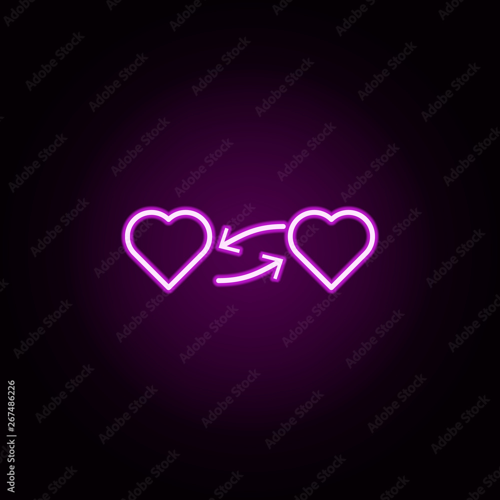 be in love make love neon icon. Elements of arrow and object set. Simple icon for websites, web design, mobile app, info graphics