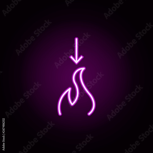 dim fire neon icon. Elements of arrow and object set. Simple icon for websites, web design, mobile app, info graphics