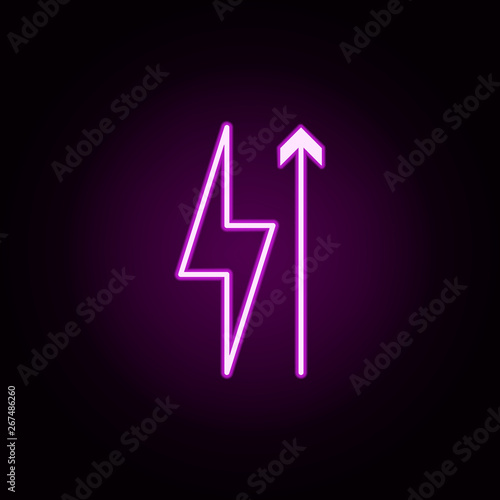 charging energy neon icon. Elements of arrow and object set. Simple icon for websites, web design, mobile app, info graphics