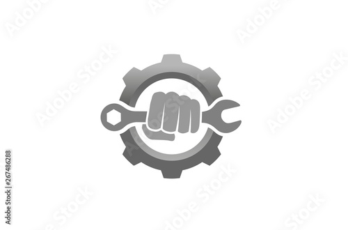 Creative Fist Mechanic Wrench Gear Logo