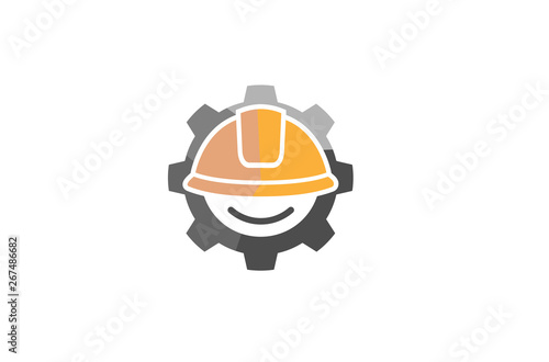 Creative Yellow Hardhat Construction helmet Logo Design Illustration