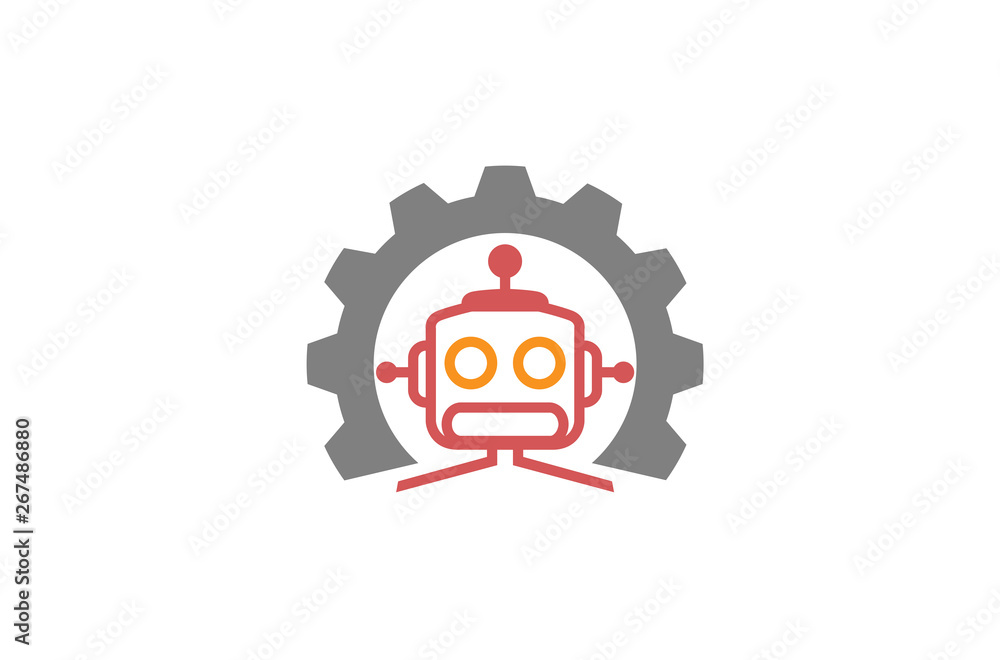 Obraz premium Creative Gear Robot Logo Vector Design Illustration