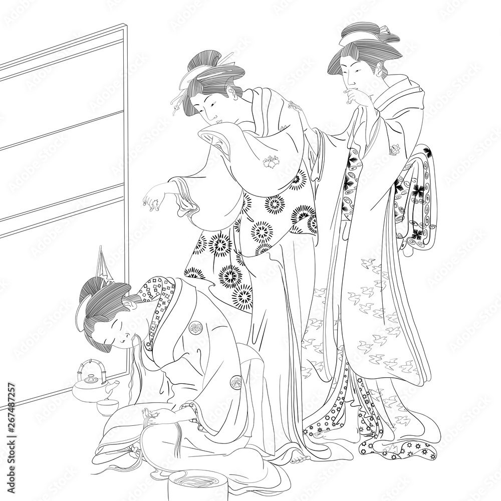 Fototapeta premium japanese colouring page