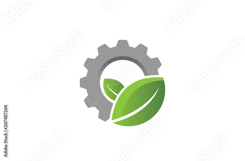 Creative Gear Leaf Agricultural technology Logo Design Illustration