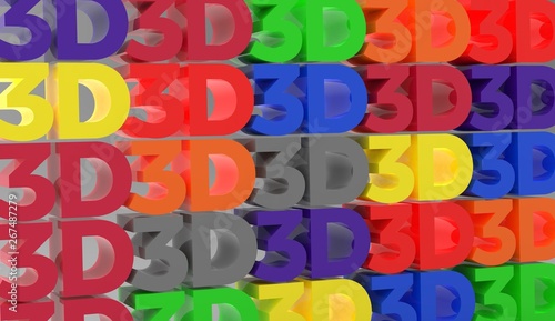 Palabra "3D" render minimalista, recurso simple