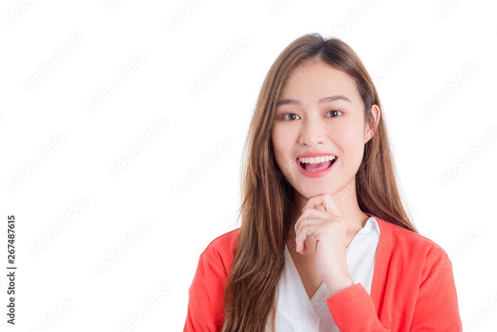 Beautiful happy asian woman isolated over white background Beautiful happy asian woman isolated over white background