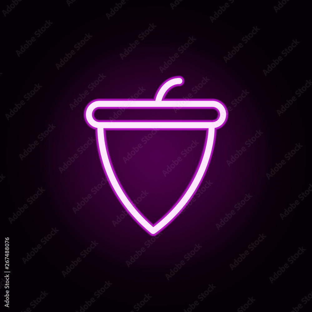 acorn neon icon. Elements of autumn set. Simple icon for websites, web design, mobile app, info graphics